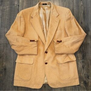 VTG Di Benedello Blazer 44R Tan Mongolian Camel Hair Sport Coat Jacket USA Made